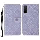 For vivo Y20 Ethnic Style Embossed Pattern Horizontal Flip Leather Case with Holder & Card Slots & Wallet & Lanyard(Purple) - 1