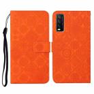 For vivo Y20 Ethnic Style Embossed Pattern Horizontal Flip Leather Case with Holder & Card Slots & Wallet & Lanyard(Orange) - 1