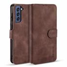 For Samsung Galaxy S21 FE DG.MING Retro Oil Side Horizontal Flip Leather Case with Holder & Card Slots & Wallet(Coffee) - 1