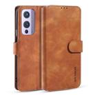 For OnePlus 9 DG.MING Retro Oil Side Horizontal Flip Leather Case with Holder & Card Slots & Wallet(Brown) - 1