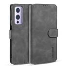 For OnePlus 9 DG.MING Retro Oil Side Horizontal Flip Leather Case with Holder & Card Slots & Wallet(Grey) - 1