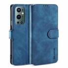 For OnePlus 9 Pro DG.MING Retro Oil Side Horizontal Flip Leather Case with Holder & Card Slots & Wallet(Blue) - 1