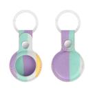 Rainbow Anti-scratch PU Shockproof Protective Cover Case with Keychain Ring Loop For AirTag(Purple Green White) - 1