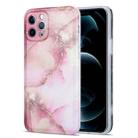 For iPhone 12 Glazed Marble Pattern TPU Shockproof Protective Case(Pink) - 1