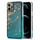 For iPhone 12 Pro Glazed Marble Pattern TPU Shockproof Protective Case(Cyan) - 1