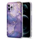 For iPhone 12 Pro Max Glazed Marble Pattern TPU Shockproof Protective Case(Purple) - 1
