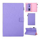 Hair Silky Texture Solid Color Horizontal Flip Leather Case with Holder & Card Slots & Photo Frame & Anti-Skid Strip For Amazon Kindle Fire HD8 2016 / 2017 / 2018(Purple) - 1