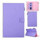 Hair Silky Texture Solid Color Horizontal Flip Leather Case with Holder & Card Slots & Photo Frame & Anti-Skid Strip For Amazon Kindle Fire HD10 2015 / 2017 / 2019(Purple) - 1