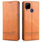 For OPPO Realme C15 / C12 / C25 / Narzo 30A AZNS Magnetic Calf Texture Horizontal Flip Leather Case with Card Slots & Holder & Wallet(Light Brown) - 1