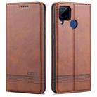 For OPPO Realme C15 / C12 / C25 / Narzo 30A AZNS Magnetic Calf Texture Horizontal Flip Leather Case with Card Slots & Holder & Wallet(Brown) - 1