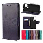 For Motorola Moto G30 Butterfly Flower Pattern Horizontal Flip Leather Case with Holder & Card Slots & Wallet(Deep Purple) - 1