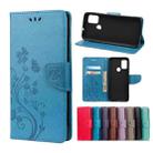 For Motorola Moto G30 Butterfly Flower Pattern Horizontal Flip Leather Case with Holder & Card Slots & Wallet(Blue) - 1