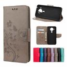 For Nokia 5.4 Butterfly Flower Pattern Horizontal Flip Leather Case with Holder & Card Slots & Wallet(Grey) - 1