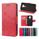 For Nokia 5.4 Butterfly Flower Pattern Horizontal Flip Leather Case with Holder & Card Slots & Wallet(Red) - 1