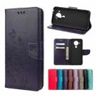 For Nokia 5.4 Butterfly Flower Pattern Horizontal Flip Leather Case with Holder & Card Slots & Wallet(Deep Purple) - 1