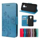 For Nokia 5.4 Butterfly Flower Pattern Horizontal Flip Leather Case with Holder & Card Slots & Wallet(Blue) - 1