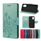 For Xiaomi Redmi Note 10 5G Butterfly Flower Pattern Horizontal Flip Leather Case with Holder & Card Slots & Wallet(Green) - 1