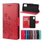 For Xiaomi Redmi Note 10 / Note 10s Butterfly Flower Pattern Horizontal Flip Leather Case with Holder & Card Slots & Wallet(Red) - 1