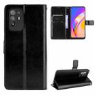 For OPPO A94 5G / Reno5 Z 5G / F19 Pro+ 5G Crazy Horse Texture Horizontal Flip Leather Case with Holder & Card Slots & Lanyard(Black) - 1