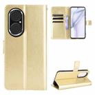 For Huawei P50 Crazy Horse Texture Horizontal Flip Leather Case with Holder & Card Slots & Lanyard(Gold) - 1