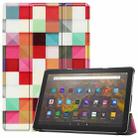 For Amazon Fire HD 10 (2021) Colored Drawing Pattern Horizontal Flip Leather Case with Three-folding Holder & Sleep / Wake-up Function(Cube) - 1