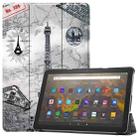 For Amazon Fire HD 10 (2021) Colored Drawing Pattern Horizontal Flip Leather Case with Three-folding Holder & Sleep / Wake-up Function(Retro Tower) - 1