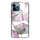 Abstract Marble Pattern Glass Protective Case For iPhone 11 Pro(Rhombus Gray Purple) - 1