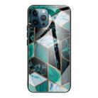 Abstract Marble Pattern Glass Protective Case For iPhone 11 Pro Max(Rhombus Dark Green) - 1