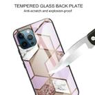 For iPhone 12 / 12 Pro Abstract Marble Pattern Glass Protective Case(Rhombus Orange Purple) - 3