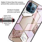 For iPhone 12 / 12 Pro Abstract Marble Pattern Glass Protective Case(Rhombus Orange Purple) - 4
