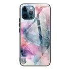 For iPhone 12 / 12 Pro Abstract Marble Pattern Glass Protective Case(Abstract Multicolor) - 1