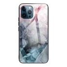 For iPhone 12 / 12 Pro Abstract Marble Pattern Glass Protective Case(Abstract Light Pink) - 1