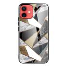 For iPhone 12 mini Abstract Marble Pattern Glass Protective Case (Rhombus Golden) - 1