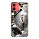 For iPhone 12 mini Abstract Marble Pattern Glass Protective Case (Rhombus Black) - 1