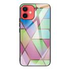 For iPhone 12 mini Abstract Marble Pattern Glass Protective Case (Rhombus Gradient) - 1