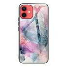 For iPhone 12 mini Abstract Marble Pattern Glass Protective Case (Abstract Multicolor) - 1