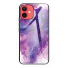 For iPhone 12 mini Abstract Marble Pattern Glass Protective Case (Abstract Purple) - 1