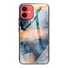 For iPhone 12 mini Abstract Marble Pattern Glass Protective Case (Abstract Blue) - 1