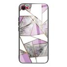 For iPhone SE 2022 / SE 2020 / 8 / 7 Abstract Marble Pattern Glass Protective Case(Rhombus Gray Purple) - 1