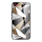 For iPhone SE 2022 / SE 2020 / 8 / 7 Abstract Marble Pattern Glass Protective Case(Rhombus Golden) - 1