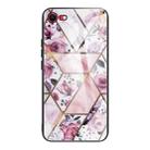 For iPhone SE 2022 / SE 2020 / 8 / 7 Abstract Marble Pattern Glass Protective Case(Rhombus Rose) - 1