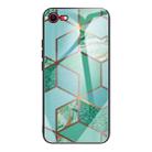 For iPhone SE 2022 / SE 2020 / 8 / 7 Abstract Marble Pattern Glass Protective Case(Rhombus Green) - 1