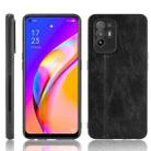 For OPPO A94 5G / F19 Pro+ 5G Shockproof Sewing Cow Skin Texture PC + PU + TPU Case(Black) - 1