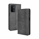 For OPPO A54 5G / A74 5G / A93 5G Magnetic Buckle Retro Crazy Horse Texture Horizontal Flip Leather Case with Holder & Card Slots & Photo Frame(Black) - 1