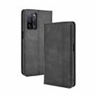 For OPPO A55 5G / A53s 5G Magnetic Buckle Retro Crazy Horse Texture Horizontal Flip Leather Case with Holder & Card Slots & Photo Frame(Black) - 1