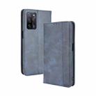 For OPPO A55 5G / A53s 5G Magnetic Buckle Retro Crazy Horse Texture Horizontal Flip Leather Case with Holder & Card Slots & Photo Frame(Blue) - 1