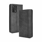 For OPPO A74 4G / F19 4G Magnetic Buckle Retro Crazy Horse Texture Horizontal Flip Leather Case with Holder & Card Slots & Photo Frame(Black) - 1