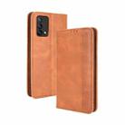 For OPPO A74 4G / F19 4G Magnetic Buckle Retro Crazy Horse Texture Horizontal Flip Leather Case with Holder & Card Slots & Photo Frame(Brown) - 1