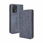 For OPPO A74 4G / F19 4G Magnetic Buckle Retro Crazy Horse Texture Horizontal Flip Leather Case with Holder & Card Slots & Photo Frame(Blue) - 1