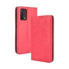 For OPPO A74 4G / F19 4G Magnetic Buckle Retro Crazy Horse Texture Horizontal Flip Leather Case with Holder & Card Slots & Photo Frame(Red) - 1